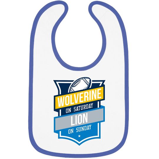 Retro Wolverine On Saturday Lion On Sunday Michigan Gift Baby Bib