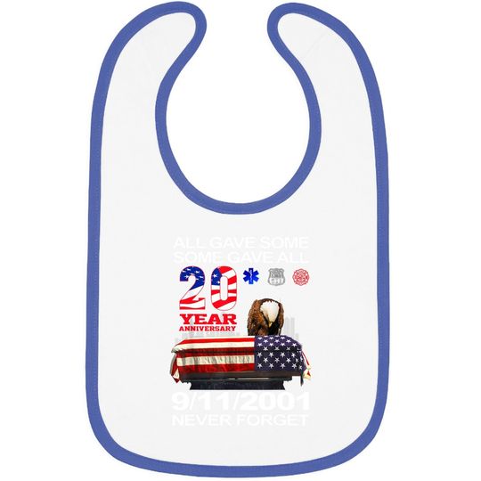 Never Forget 9-11-2001 20th Anniversary Firefighters Baby Bib
