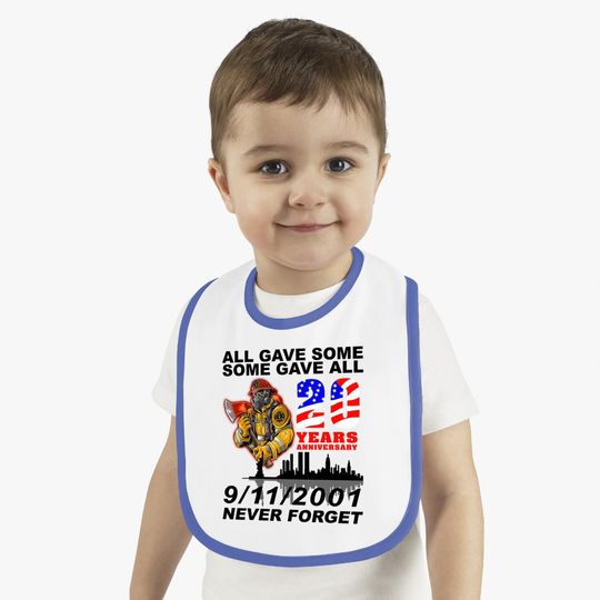 Never Forget 9-11-2001 20th Anniversary Firefighters Baby Bib