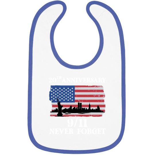 Never Forget 9/11 20th Anniversary 2021 Usa Flag Baby Bib
