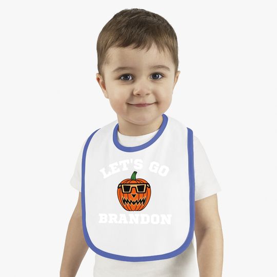 Let's Go Brandon Chant Halloween Pumpkin In Glasses Baby Bib