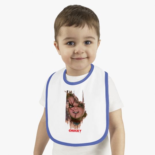 Child's Play Broken Door Here's Chucky Poster Baby Bib