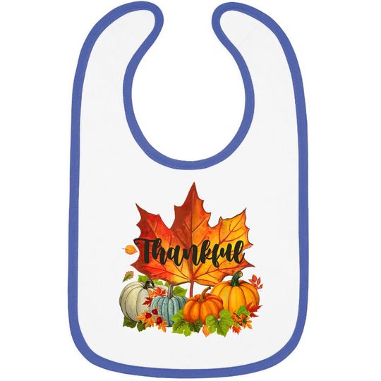 Happpy Thanksgiving Day Autumn Fall Maple Leaves Thankful Baby Bib