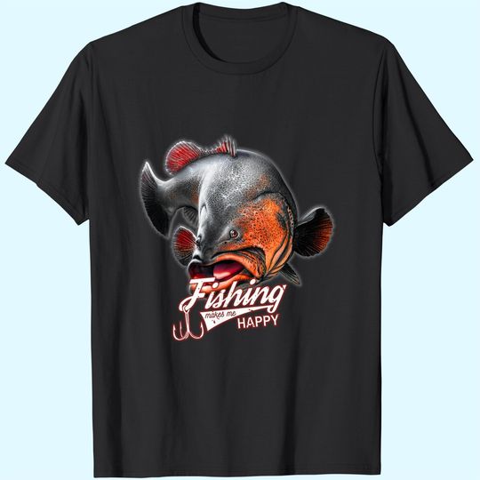 Fishing Make Me Happy Catfish Red T Shirt
