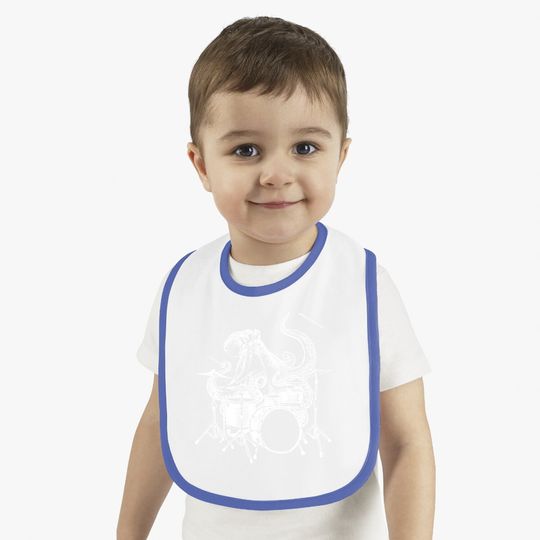 Drummer Octopus Playing Drums Baby Bib