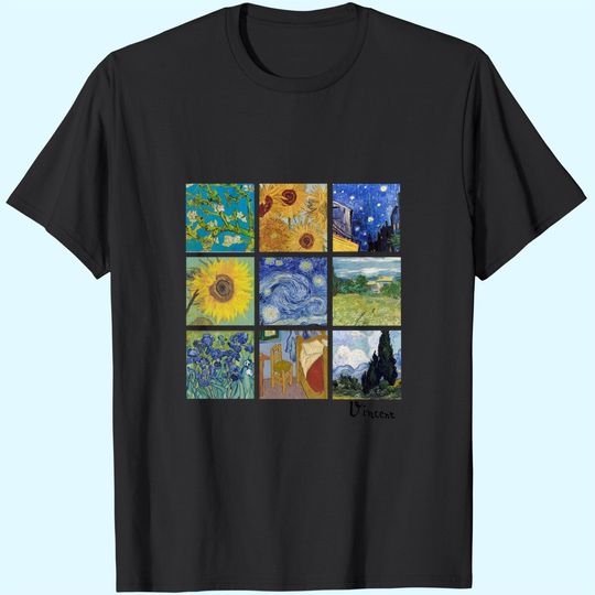 Discover Van Gogh Paintings Sunflowers, Starry Night T-Shirt