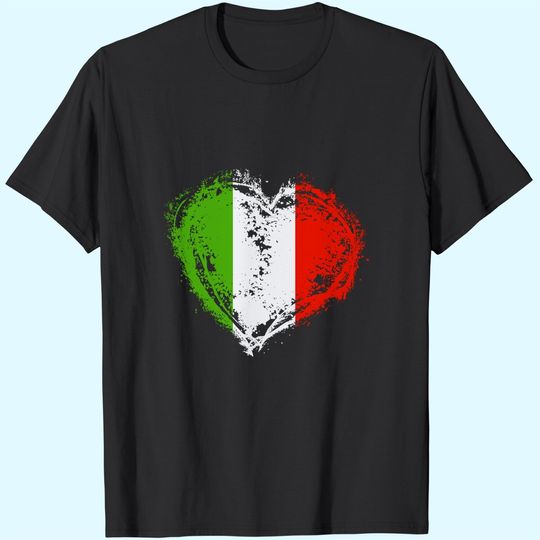 Vintage Italy Heart Shape Italian Flag T Shirt