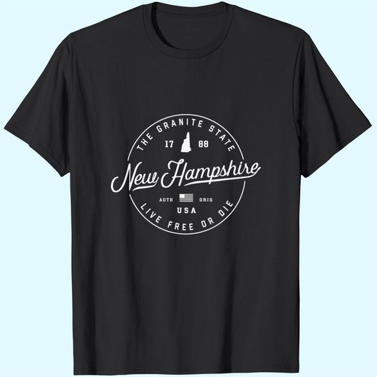 New Hampshire T-Shirt, US State Travel Vacation Shirts NH US