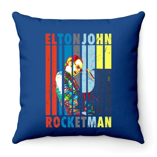 Vintage Elton Art John Country Musician Play Piano Rocketman Premium Throw Pillow