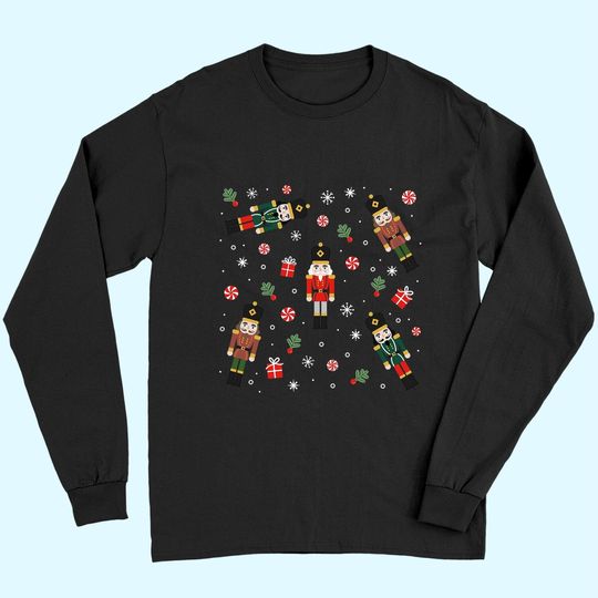 Merry Christmas Nutcrackers Cute Soldiers Pattern Classic Long Sleeves