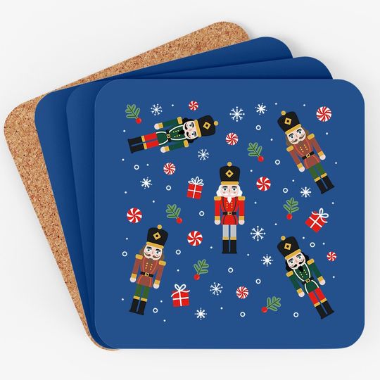 Merry Christmas Nutcrackers Cute Soldiers Pattern Classic Coasters