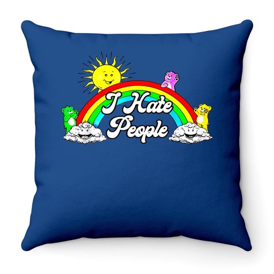 I Hate People Rainbow Printed Throw Pillow