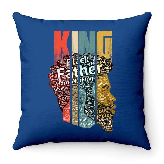 Black Father Strong Black King Throw Pillow