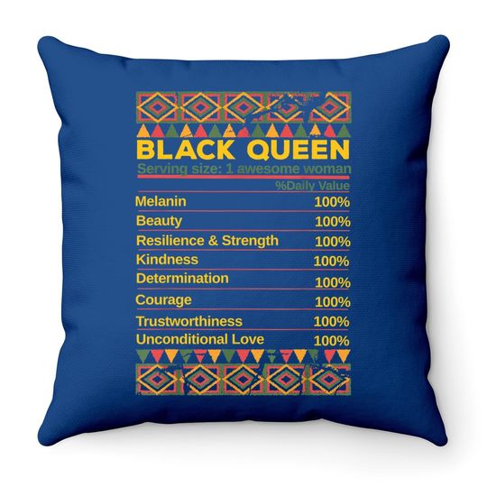 Black Queen Ingredient Table Juneteenth Proud Black Girl Throw Pillow