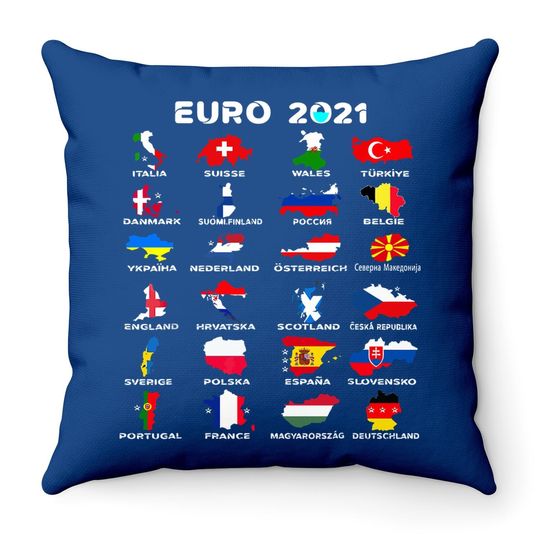 Euro 2021 Throw Pillow All Countries Participating In Euro