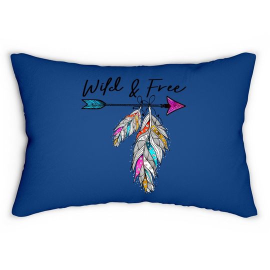 Wild And Free Bohemian Native Arrow Feathers Boho Lumbar Pillow
