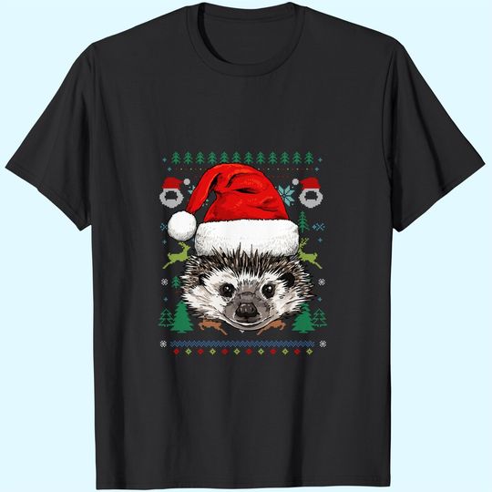 Hedgehog Ugly Christmas Santa T-Shirts