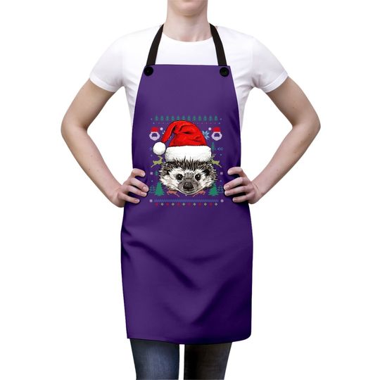 Hedgehog Ugly Christmas Santa Aprons