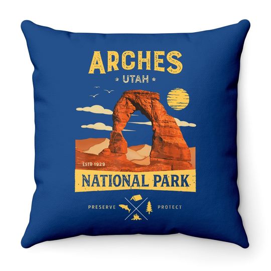 Arches National Park Throw Pillow Delicate Arch Vintage Utah Gift