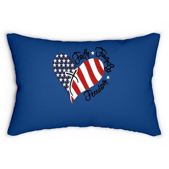 American Flag Print Lumbar Pillow Faith Family Freedom Short Sleeve Blouse Lumbar Pillow Tops