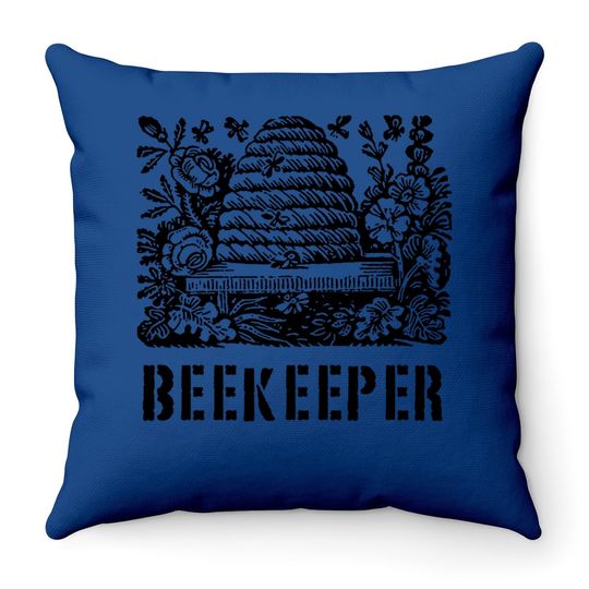 Vintage Bee Beekeeper Hive Throw Pillow