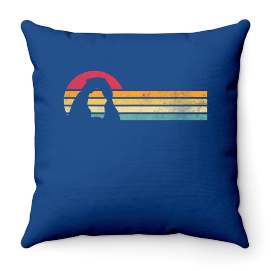 Retro Vintage Delicate Arch Silhouette Arches National Park Throw Pillow