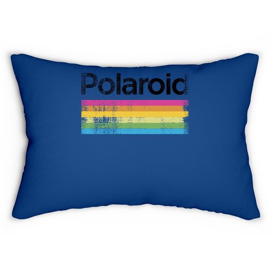 Classic Polaroid Logo Vintage Style Rainbow Lumbar Pillow