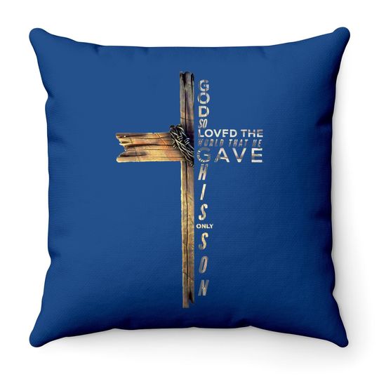 John 3:16 Christian Cross Bible Throw Pillow