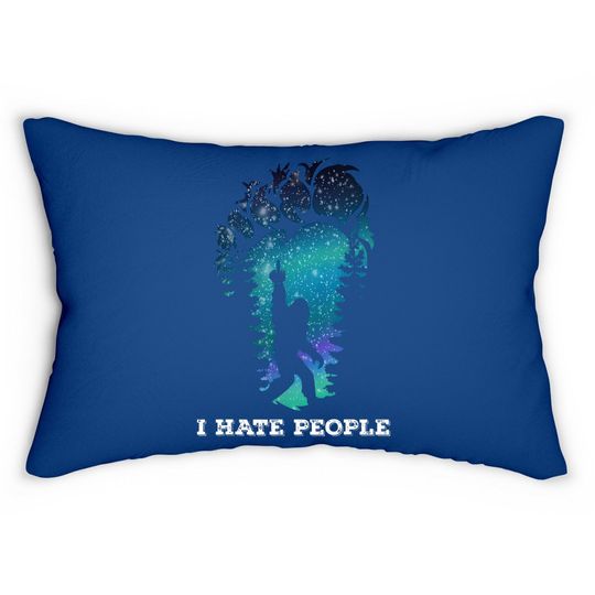 Bigfoot Middle Finger I Hate People Sasquatch Funny Lumbar Pillow Lumbar Pillow