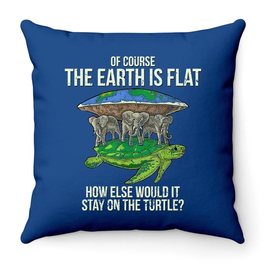 Flat Earth Society Throw Pillow Turtle Elephants Gift