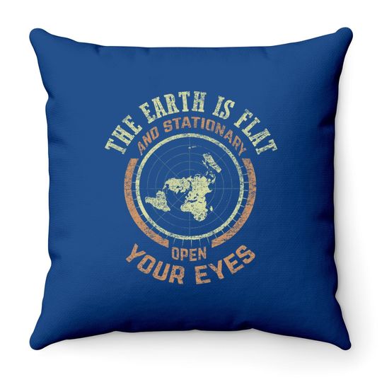 Flat Earth And Stationary Vintage Conspiracy Throw Pillow