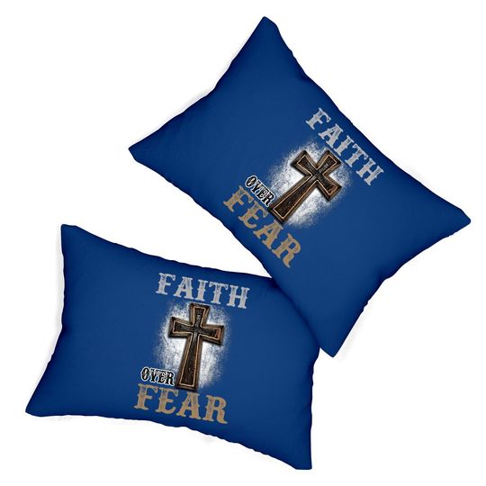 Faith Over Fear Wood Cross Religion Lumbar Pillow Adult Lumbar Pillow