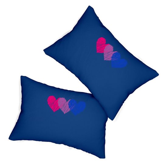 Bisexual Flag Hearts Love Lumbar Pillow Lgbt Bi Pride Lumbar Pillow