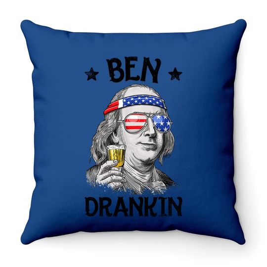 Ben Drankin 4th Of July Benjamin Franklin Usa Flag Throw Pillow