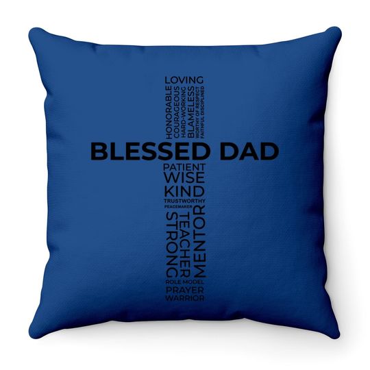 Christian Blessed Dad Cross Father's Day Throw Pillow