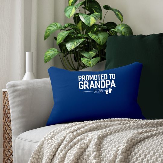 Promoted To Grandpa 2021, Baby Reveal Granddad Gift Lumbar Pillow