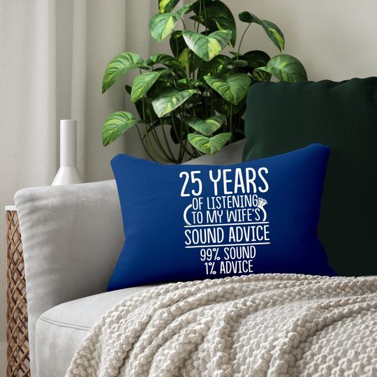 25th 25 Year Wedding Anniversary Gift Listen Husband Wife Lumbar Pillow