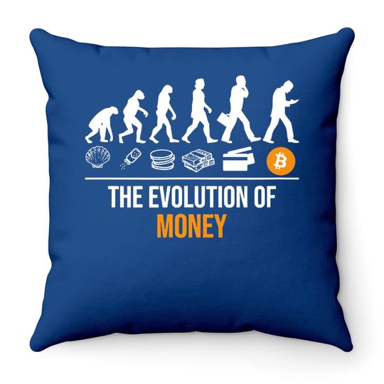 Bitcoin Throw Pillow Evolution Of Money Throw Pillow Cryptocurrency Throw Pillow