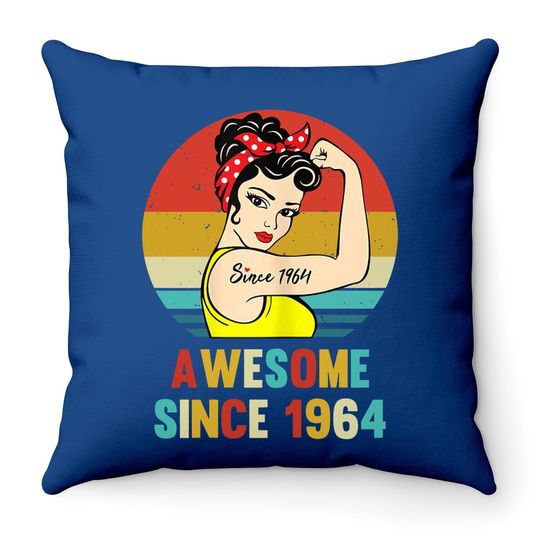Vintage 57th Birthday 1964 Gift For 57 Year Old Woman Throw Pillow