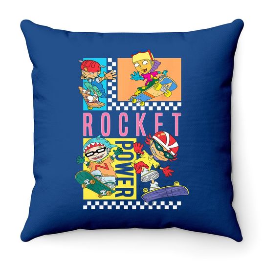 Checkerboard Rocket Power Grid Design Throw Pillow