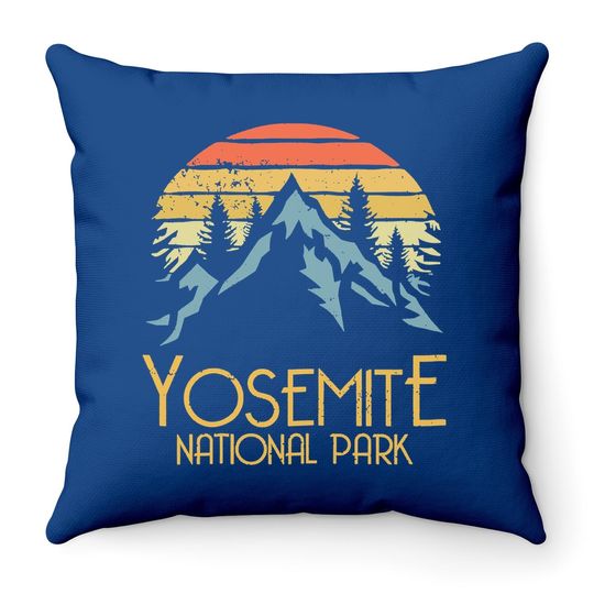 Vintage Yosemite National Park California Throw Pillow