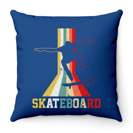 Retro Skateboard Skateboarder Skateboarding Throw Pillow