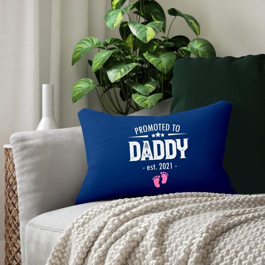 Promoted To Daddy 2021 Soon To Be Dad Husband Girl Gift Lumbar Pillow