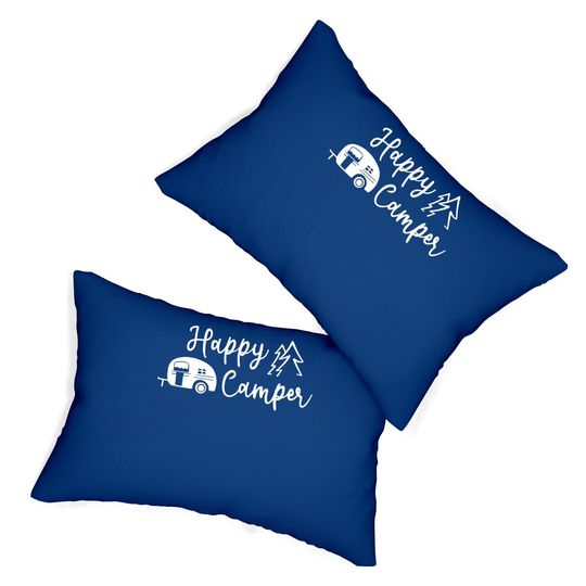 Hiking Camping Lumbar Pillow For Funny Graphic Lumbar Pillow Lumbar Pillow Happy Camper Letter Print Casual Lumbar Pillow Tops
