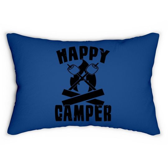 Happy Camper Lumbar Pillow Funny Camping Cool Hiking Graphic Vintage Lumbar Pillow 80s Saying