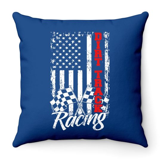 American Flag Dirt Track Racing Car Bike Driver Racer Gift Throw Pillow