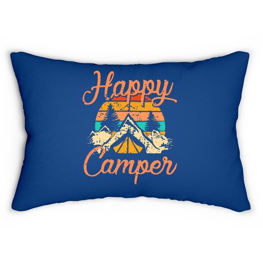Happy Camper Lumbar Pillow Lumbar Pillow Funny Cute Camper Lumbar Pillow Lumbar Pillow For Camper Lumbar Pillow Lumbar Pillow Graphic Letter Print Lumbar Pillow Lumbar Pillow