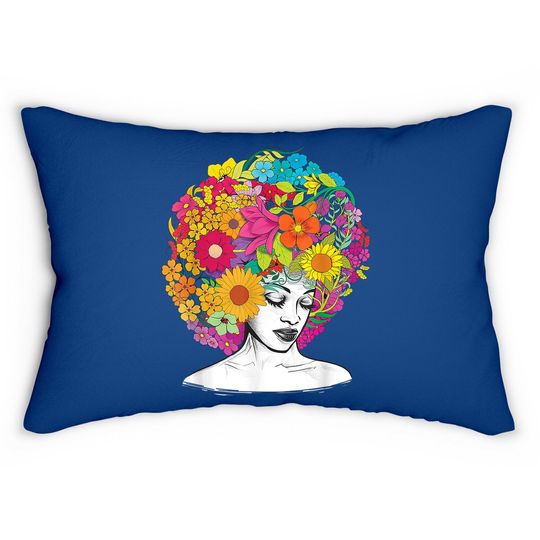 Flower Afro Black Queen African American Melanin Queen Lumbar Pillow