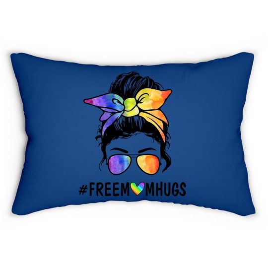 Ph Free Mom Hugs Messy Bun Lgbt Pride Rainbow Lumbar Pillow
