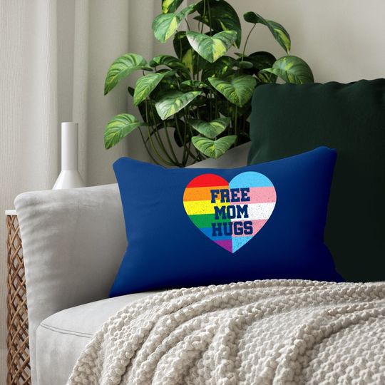 Free Mom Hugs Lumbar Pillow Gay Pride Gift Transgender Rainbow Flag Lumbar Pillow